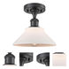 Edison Orwell 1 Light 8.38 inch Matte Black Semi-Flush Mount Ceiling Light in Matte White Glass
