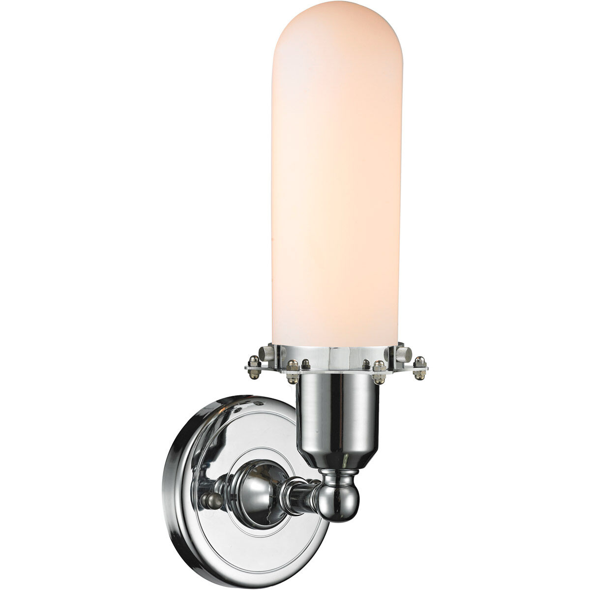 Austere Centri 1 Light 5 inch Polished Chrome Sconce Wall Light in Incandescent, Matte White Glass, Austere