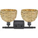 Woven Rattan 2 Light 18 inch Matte Black Bath Vanity Light Wall Light