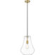 Fairfield LED 12 inch Brushed Brass Mini Pendant Ceiling Light in Clear Glass