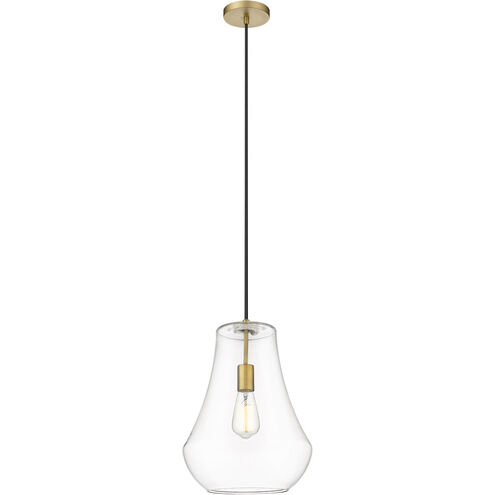 Fairfield LED 11.75 inch Brushed Brass Mini Pendant Ceiling Light in Clear Glass