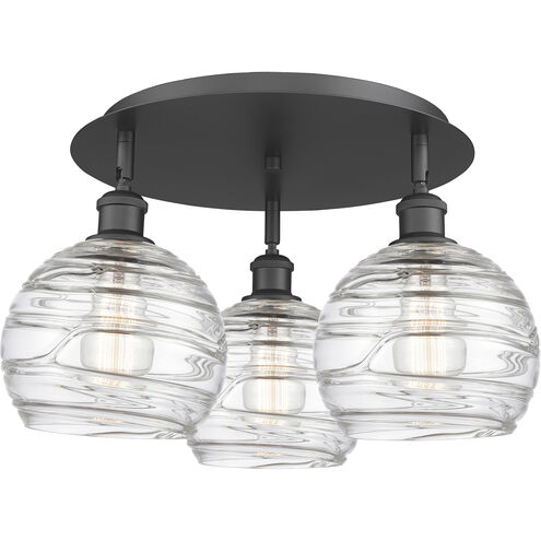 Athens Deco Swirl 3 Light 19.75 inch Matte Black Flush Mount Ceiling Light
