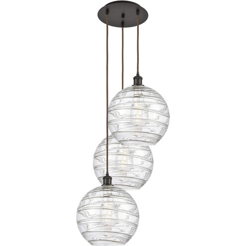 Ballston Athens Deco Swirl 3 Light 19 inch Oil Rubbed Bronze Multi-Pendant Ceiling Light