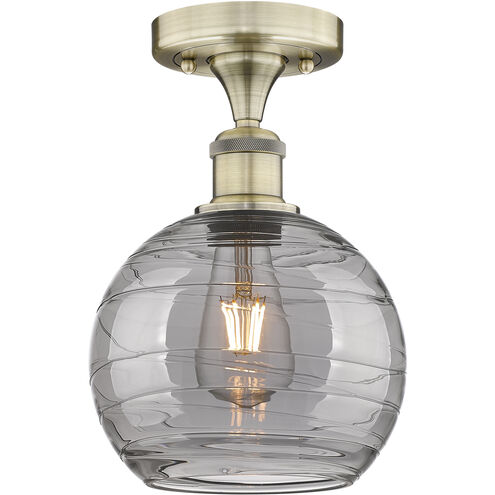 Edison Athens Deco Swirl 1 Light 8 inch Antique Brass Semi-Flush Mount Ceiling Light