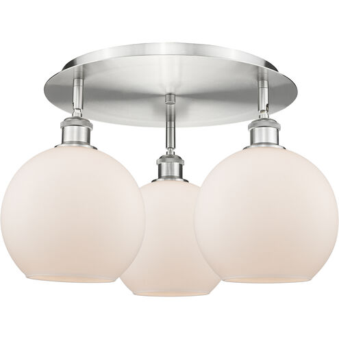 Athens 3 Light 19.75 inch Satin Nickel Flush Mount Ceiling Light in Matte White