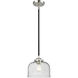 Nouveau Large Bell LED 8 inch Oil Rubbed Bronze Mini Pendant Ceiling Light in Seedy Glass, Nouveau