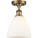 Ballston Dome 1 Light 8 inch Brushed Brass Semi-Flush Mount Ceiling Light in Matte White Glass