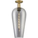 Chelsea 1 Light 8 inch Brushed Brass Semi-Flush Mount Ceiling Light in Light Smoke Deco Swirl Glass