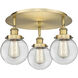 Beacon 3 Light 17.75 inch Brushed Brass Flush Mount Ceiling Light in Clear