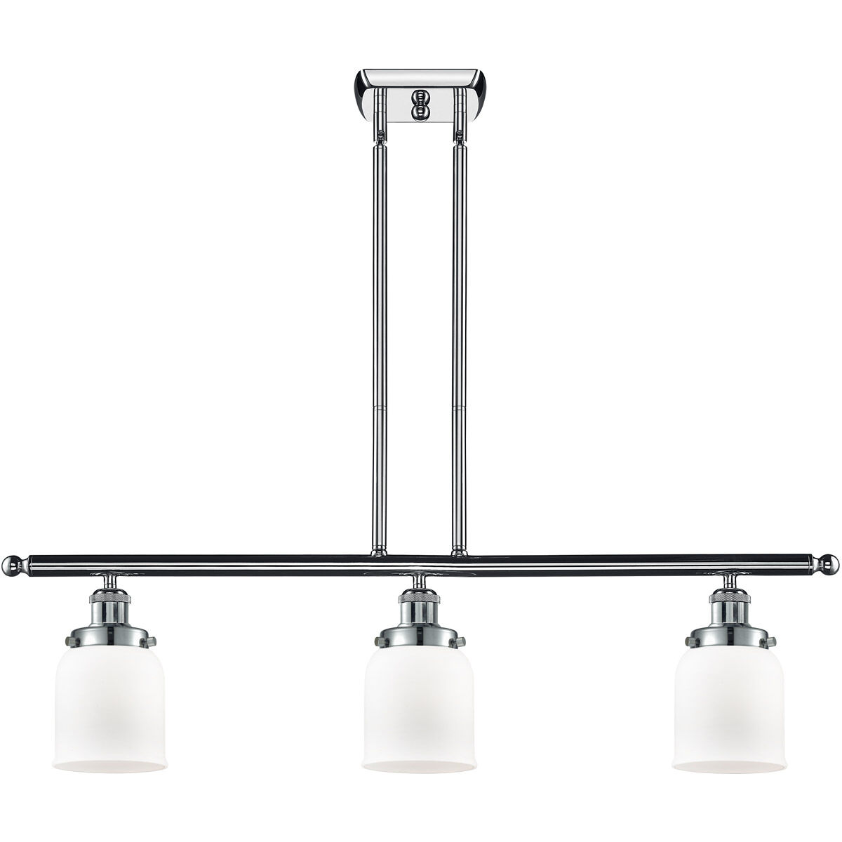 Ballston Small Bell 3 Light 36 inch Polished Chrome Island Light Ceiling Light in Matte White Glass, Ballston