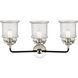 Nouveau Canton 3 Light 24 inch Black Polished Nickel Bath Vanity Light Wall Light in Seedy Glass, Nouveau