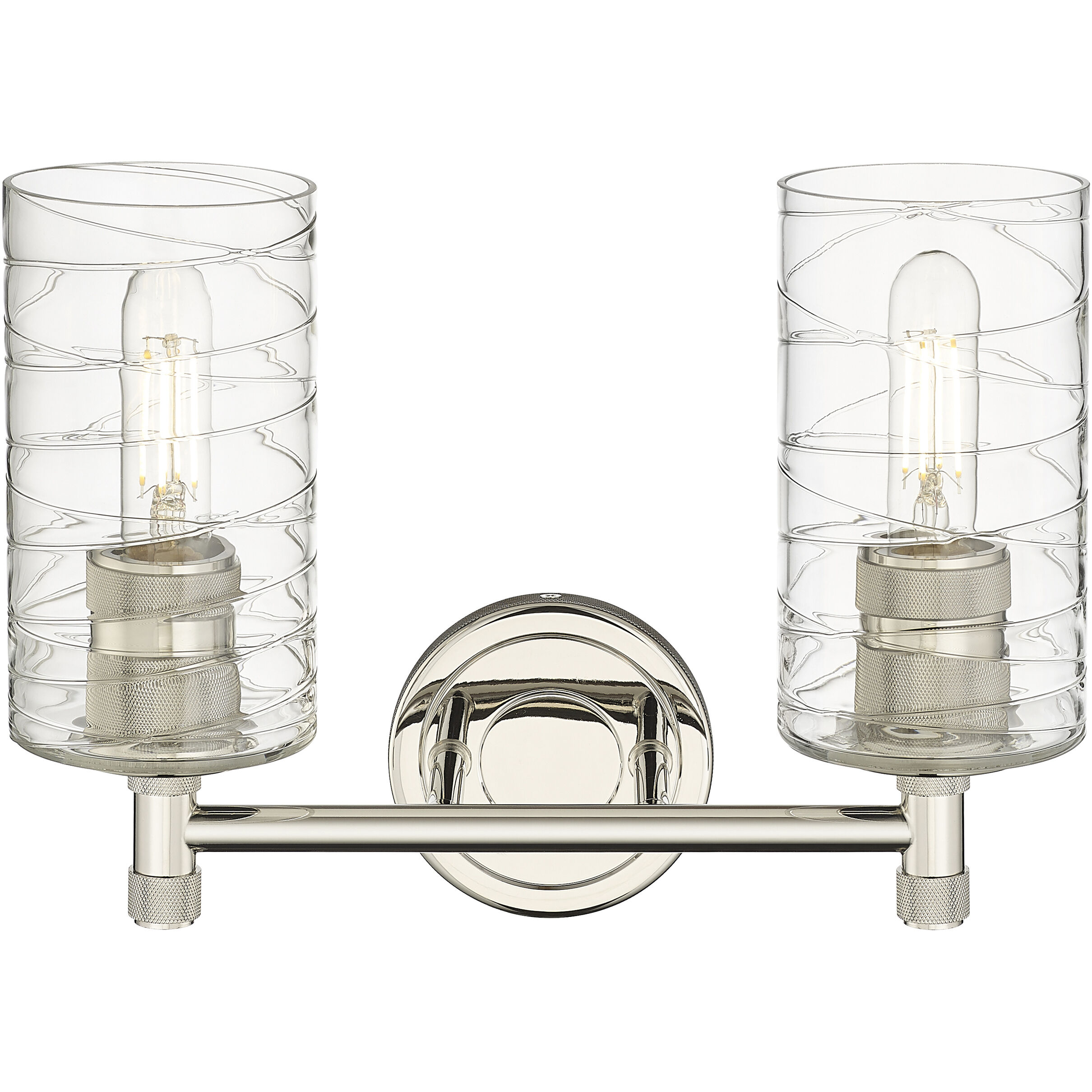 Downtown Urban Crown Point 2 Light 13.88 inch Polished Nickel Bath Vanity Light Wall Light in Deco Swirl