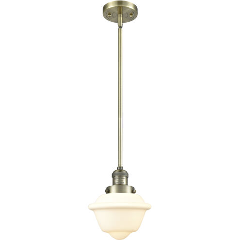 Franklin Restoration Oxford LED 7.5 inch Antique Brass Mini Pendant Ceiling Light in Matte White, Franklin Restoration