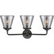 Nouveau Small Cone 3 Light 24 inch Oil Rubbed Bronze Bath Vanity Light Wall Light in Plated Smoke Glass, Nouveau