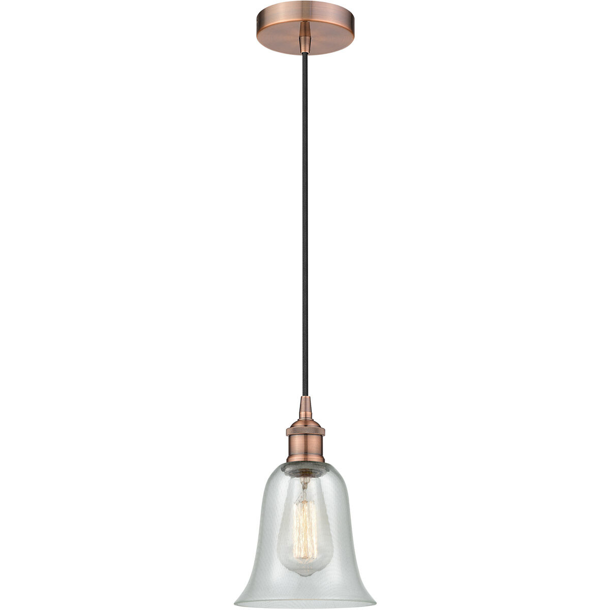 Edison Hanover 1 Light 6.25 inch Antique Copper Mini Pendant Ceiling Light in Fishnet Glass