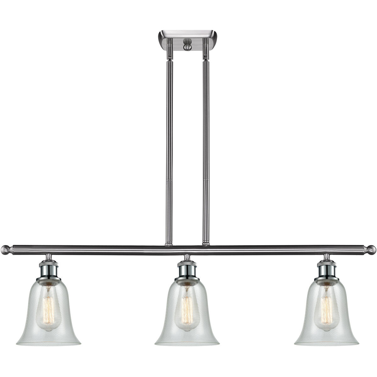Ballston Hanover 3 Light 42 inch Brushed Satin Nickel Island Light Ceiling Light in Fishnet Glass, Ballston