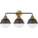 Nouveau 2 Hampden 3 Light 25.25 inch Black Antique Brass Bath Vanity Light Wall Light in Clear Glass