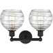 Athens Deco Swirl 2 Light 17 inch Matte Black Bath Vanity Light Wall Light in Clear Deco Swirl Glass