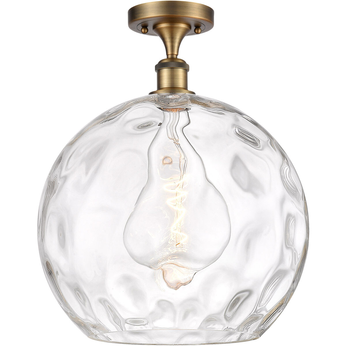 Ballston Athens Water Glass 1 Light 14 inch Brushed Brass Semi-Flush Mount Ceiling Light