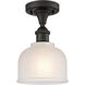 Ballston Dayton 1 Light 6 inch Oil Rubbed Bronze Semi-Flush Mount Ceiling Light in White Glass, Ballston