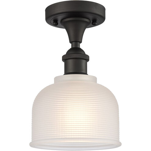 Ballston Dayton 1 Light 6 inch Oil Rubbed Bronze Semi-Flush Mount Ceiling Light in White Glass, Ballston