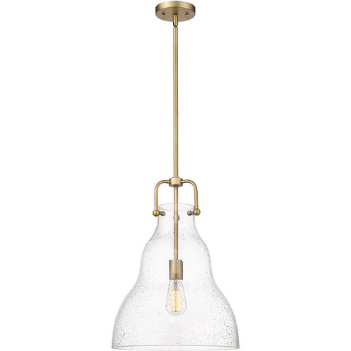 Haverhill LED 14 inch Brushed Brass Pendant Ceiling Light in Seedy Glass