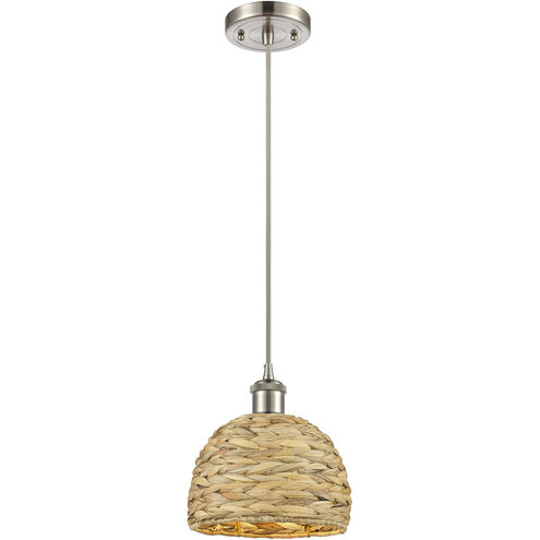 Woven Rattan 1 Light 8.00 inch Pendant