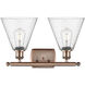 Ballston Ballston Cone 2 Light 18 inch Antique Copper Bath Vanity Light Wall Light in Seedy Glass