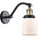 Franklin Restoration Small Bell LED 5 inch Black Antique Brass Sconce Wall Light in Matte White Glass, Franklin Restoration