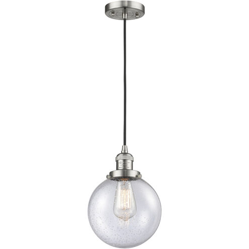 Franklin Restoration Beacon 1 Light 8 inch Brushed Satin Nickel Mini Pendant Ceiling Light in Incandescent, Seedy, Franklin Restoration