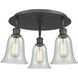 Hanover 3 Light 18 inch Matte Black Flush Mount Ceiling Light in Fishnet