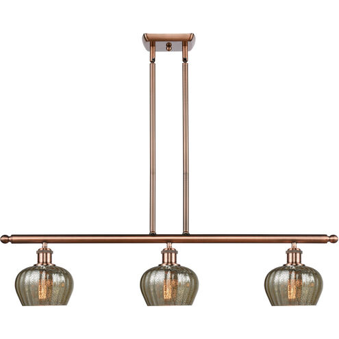 Ballston Fenton 3 Light 36 inch Antique Copper Island Light Ceiling Light in Mercury Glass, Ballston