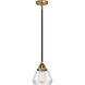 Nouveau 2 Fulton LED 6.75 inch Black Antique Brass and Matte Black Mini Pendant Ceiling Light in Clear Glass