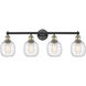 Belfast 4 Light 33 inch Black Antique Brass Bath Vanity Light Wall Light in Deco Swirl