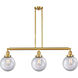 Franklin Restoration Large Beacon 3 Light 41 inch Satin Gold Island Light Ceiling Light in Clear Glass, Franklin Restoration
