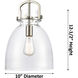 Newton Bell 1 Light 10 inch Brushed Brass Pendant Ceiling Light