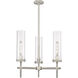 Lincoln 3 Light 21.25 inch Satin Nickel Pendant Ceiling Light in Clear Glass