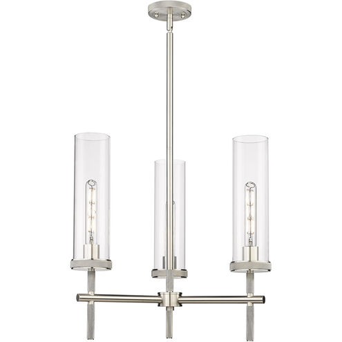 Lincoln 3 Light 21.25 inch Satin Nickel Pendant Ceiling Light in Clear Glass