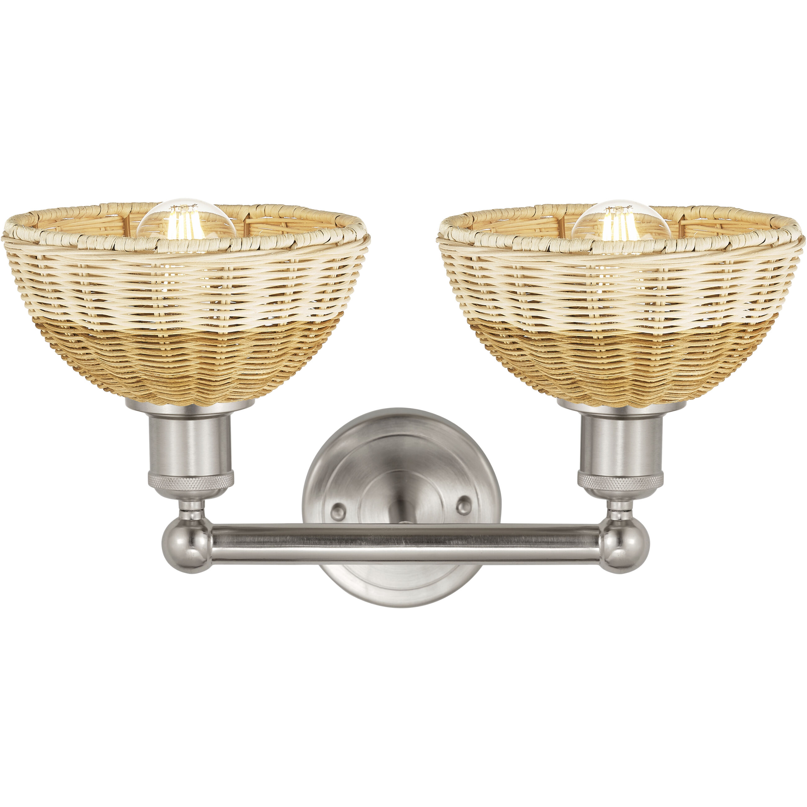 Edison Bristol Natural II 2 Light 17 inch Brushed Satin Nickel Bath Vanity Light Wall Light