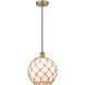 Edison Farmhouse Rope LED 10 inch Antique Brass Mini Pendant Ceiling Light