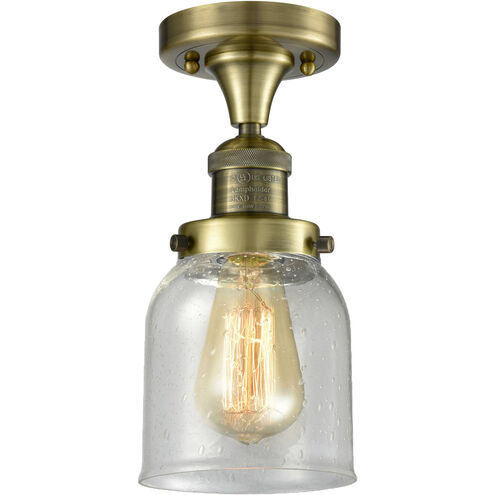 Franklin Restoration Small Bell 1 Light 5 inch Antique Brass Semi-Flush Mount Ceiling Light in Incandescent, Seedy Glass, Franklin Restoration