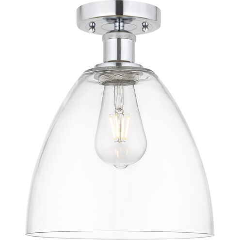 Edison Bristol Glass 1 Light 9 inch Polished Chrome Semi-Flush Mount Ceiling Light in Clear Glass