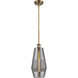 Ballston Windham LED 7 inch Brushed Brass Mini Pendant Ceiling Light in Plated Smoke Glass