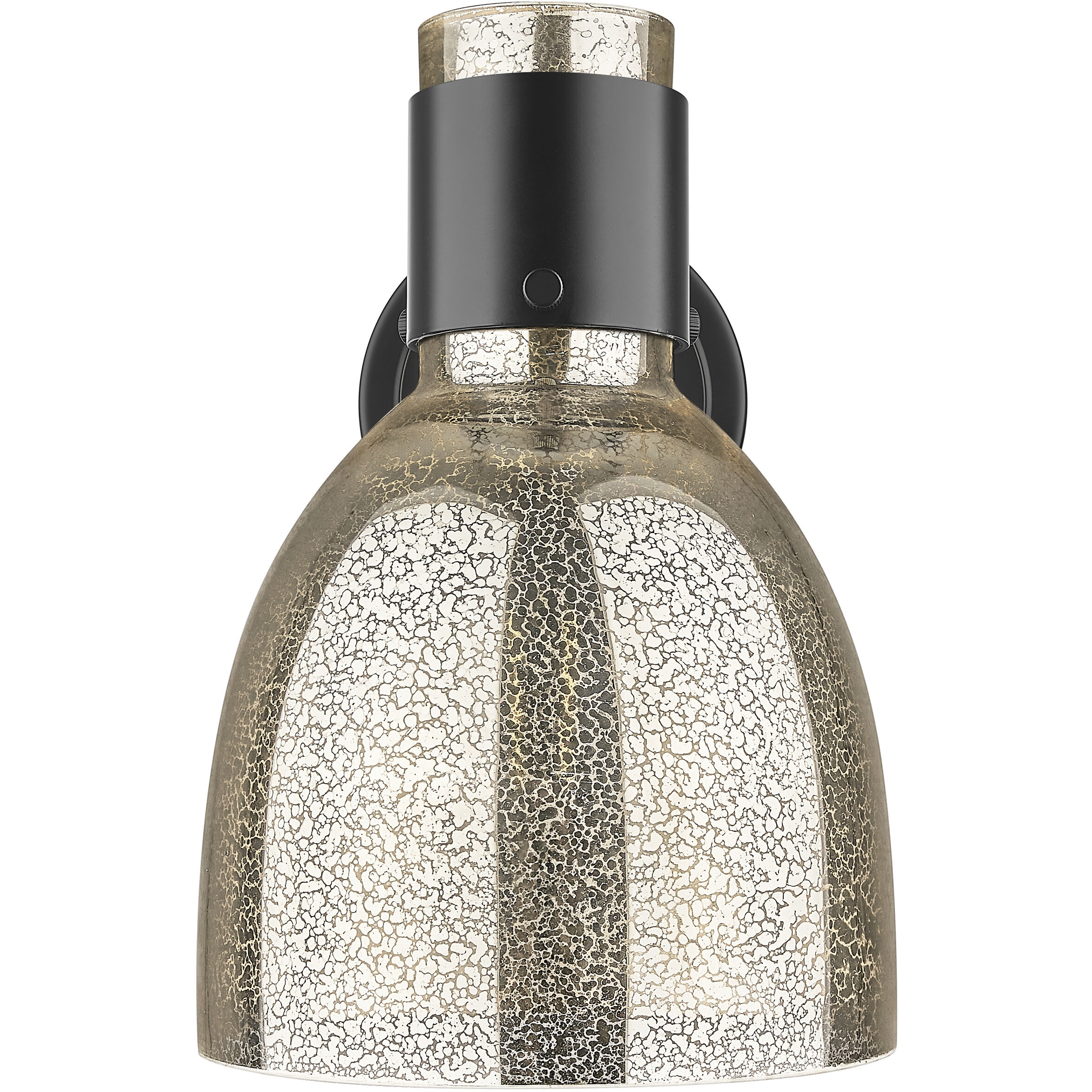 Lawton Bell Sconce Wall Light in Matte Black, Mercury Glass