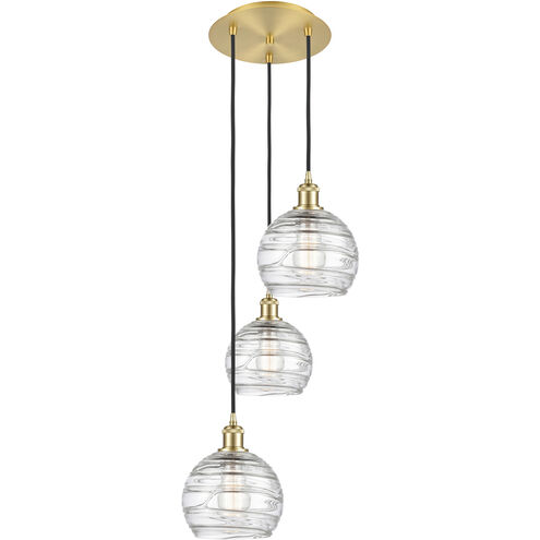 Ballston Athens Deco Swirl 3 Light 15 inch Satin Gold Multi-Pendant Ceiling Light