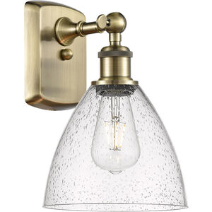 Ballston Dome LED 8 inch Antique Brass Sconce Wall Light in Seedy Glass