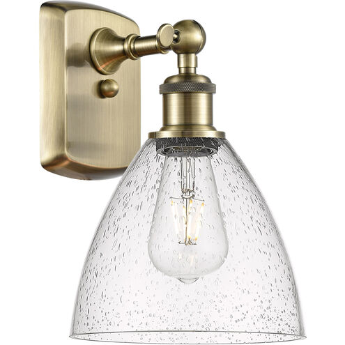 Ballston Dome 1 Light 8 inch Antique Brass Sconce Wall Light in Seedy Glass