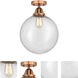 Nouveau 2 Beacon LED 12 inch Antique Copper Semi-Flush Mount Ceiling Light in Seedy Glass