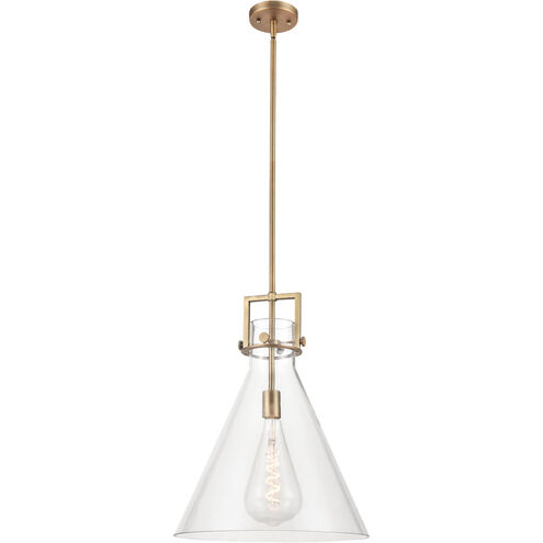 Newton Cone 1 Light 16 inch Brushed Brass Pendant Ceiling Light