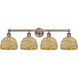 Edison Woven Rattan 4 Light 35 inch Antique Copper Bath Vanity Light Wall Light